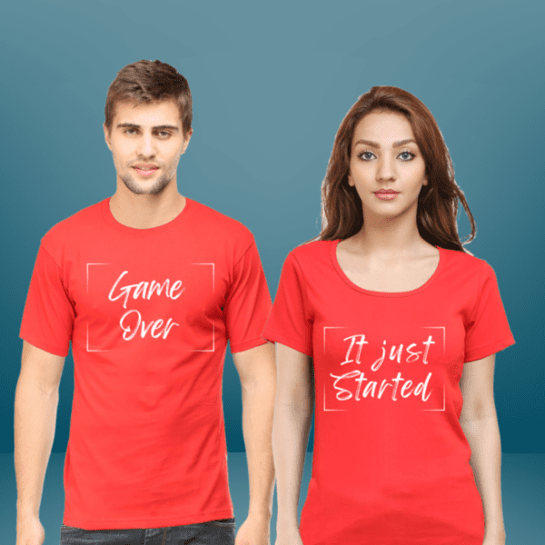 Couple T shirt | Game Over, It Just started | TOS-Coup-4 - Image 5
