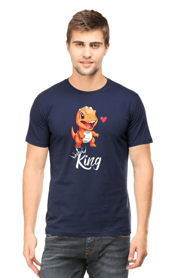 Male Round Neck Half hand Sleeve T shirt | Dino - Image 3