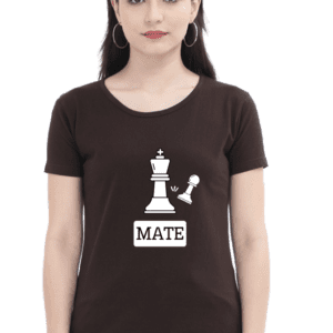 Female round Neck Half hand sleeve T shirt | Check mate