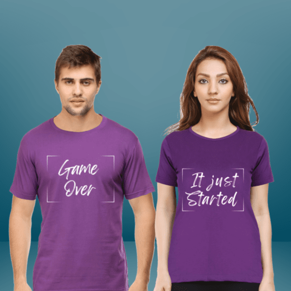 Couple T shirt | Game Over, It Just started | TOS-Coup-4 - Image 4