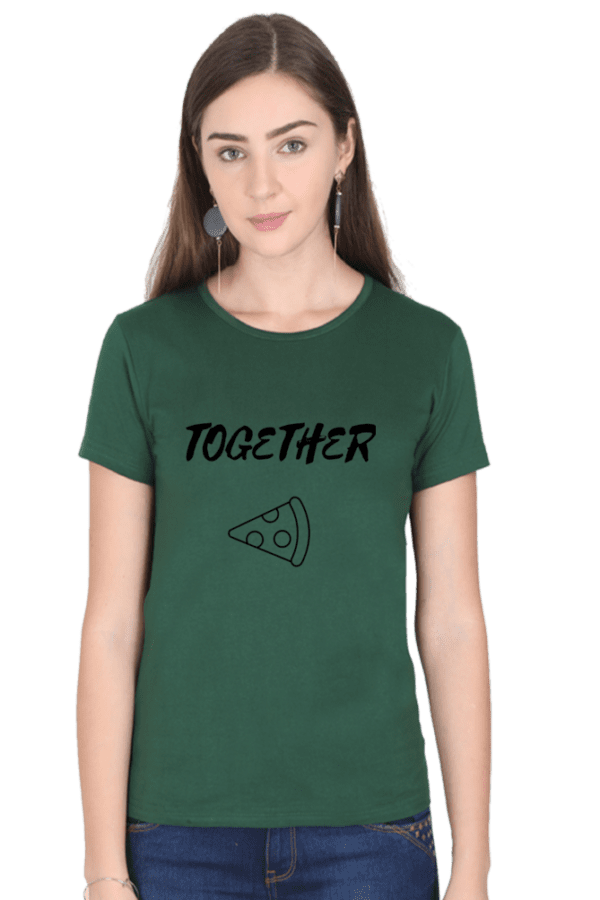 Female Round next T Shirt Half Hand Sleeve | Pizza - Image 3