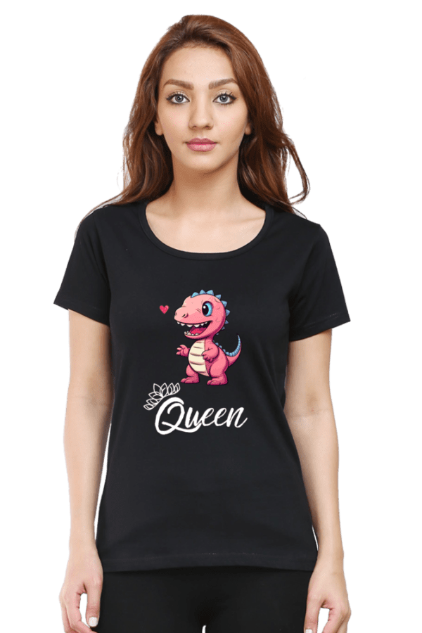 Female Round neck Half sleeve T shirt | Dino - Image 4