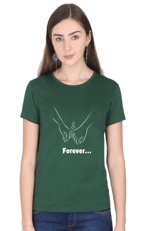 Female round Neck Half hand sleeve T shirt | Forever - Image 3