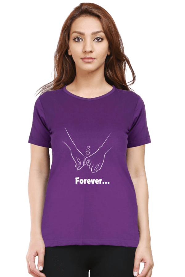 Female round Neck Half hand sleeve T shirt | Forever - Image 2