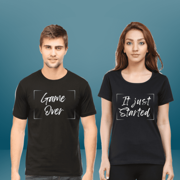 Couple T shirt | Game Over, It Just started | TOS-Coup-4 - Image 2