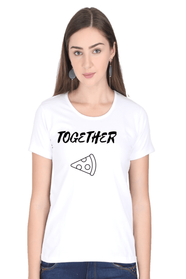 Female Round next T Shirt Half Hand Sleeve | Pizza - Image 5