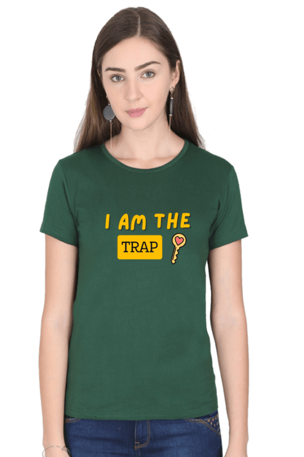 Female round Neck Half hand sleeve T shirt | Trap - Image 2