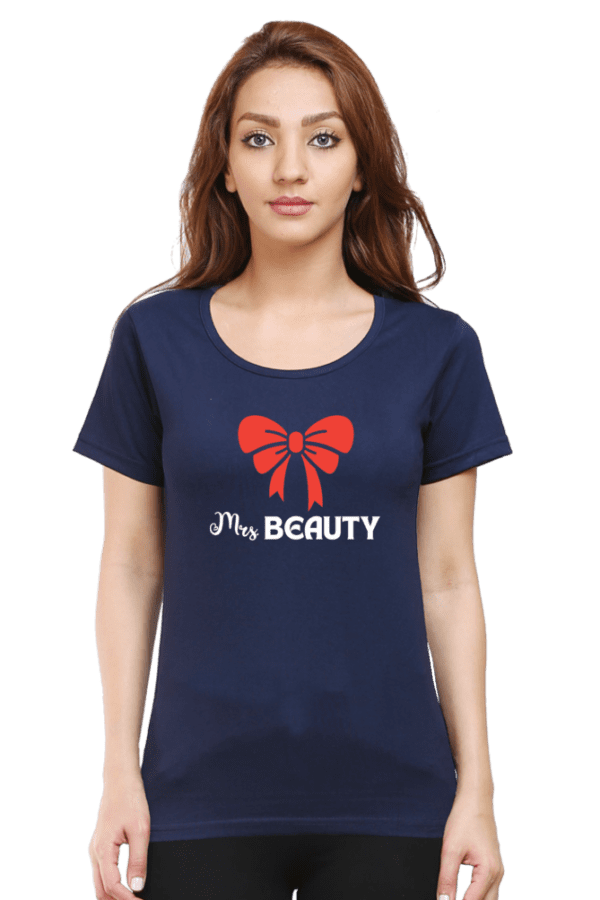 Female round Neck Half hand sleeve T shirt | Beauty - Image 3