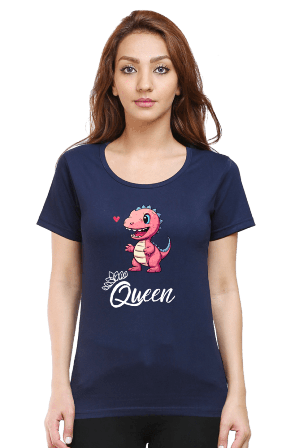 Female Round neck Half sleeve T shirt | Dino - Image 3