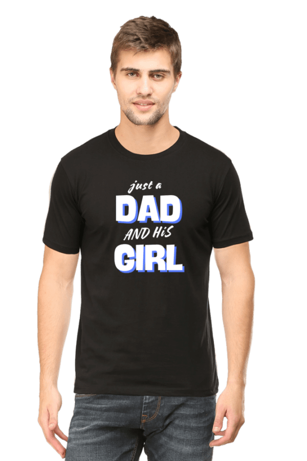 Male round Neck Half hand sleeve T shirt | Just a Girls Dad - Image 3
