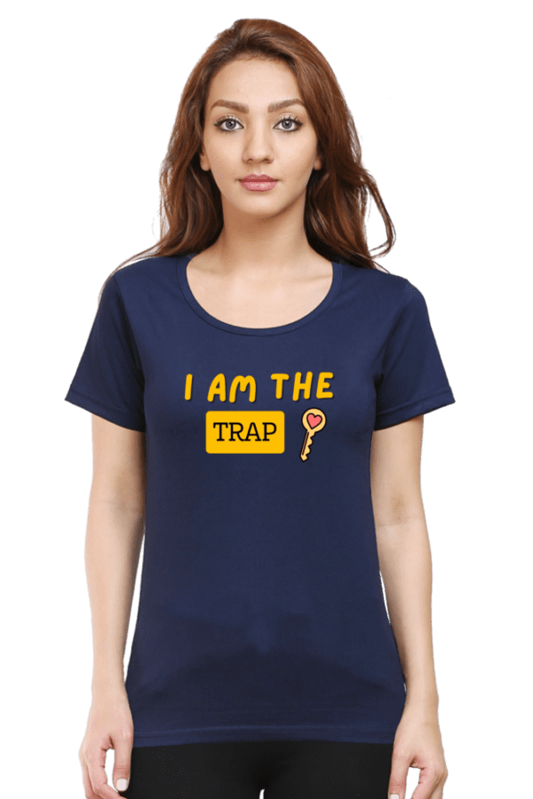 Female round Neck Half hand sleeve T shirt | Trap - Image 3
