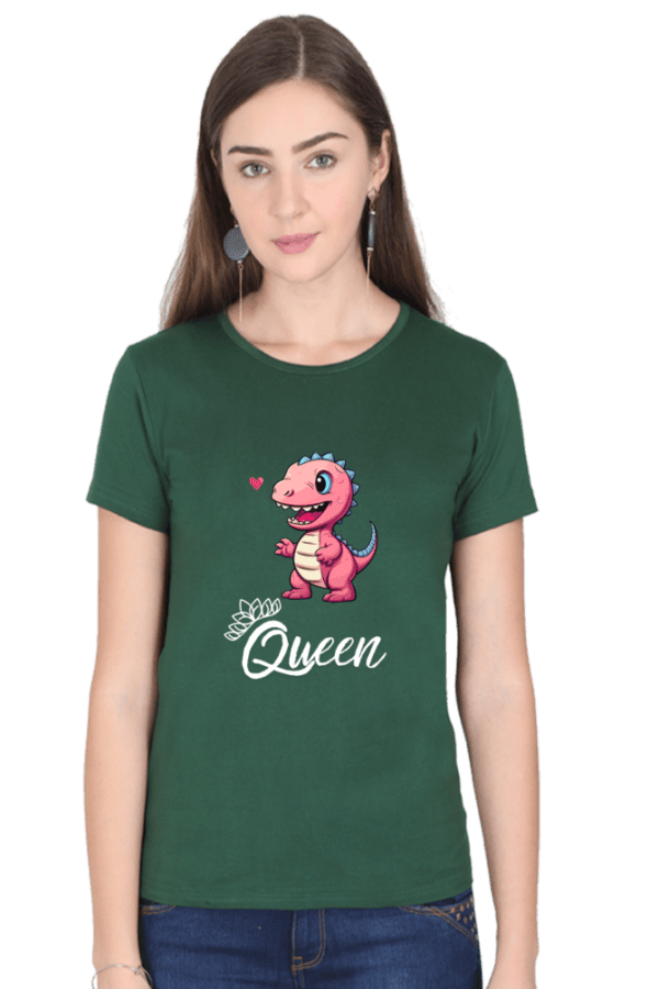 Female Round neck Half sleeve T shirt | Dino - Image 2