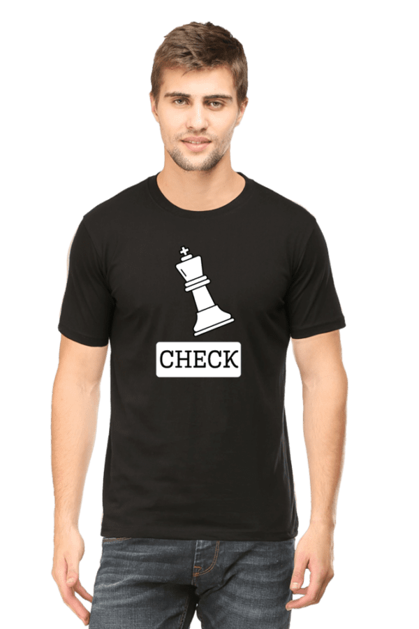 Male round Neck Half hand sleeve T shirt | Check - Image 5