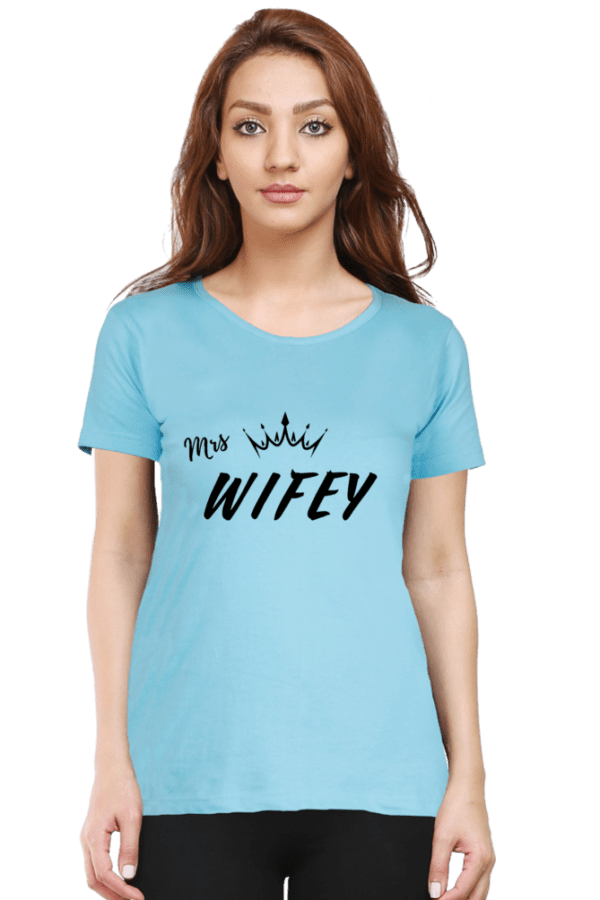 Female round Neck Half hand sleeve T shirt | Wifey - Image 3