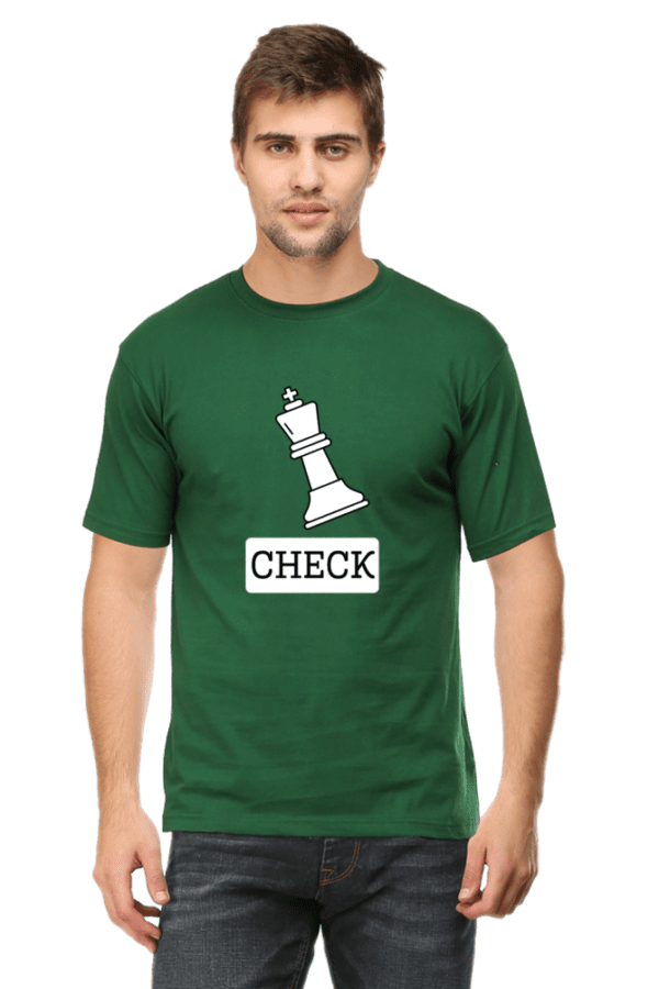 Male round Neck Half hand sleeve T shirt | Check - Image 3