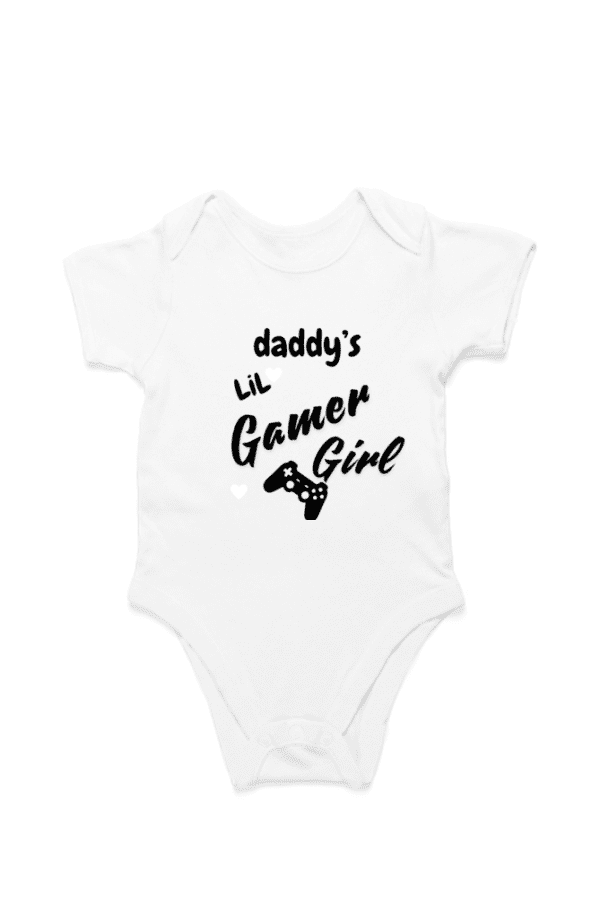 Baby Romper Half Sleeves | Dad's Little Gamer Girl – TOS16 -DAD13 - Image 7
