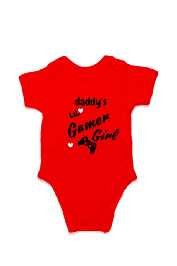 Baby Romper Half Sleeves | Dad's Little Gamer Girl – TOS16 -DAD13 - Image 2