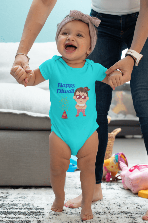 Baby Romper Half Sleeves | Happy Diwali - TOS_20_D04