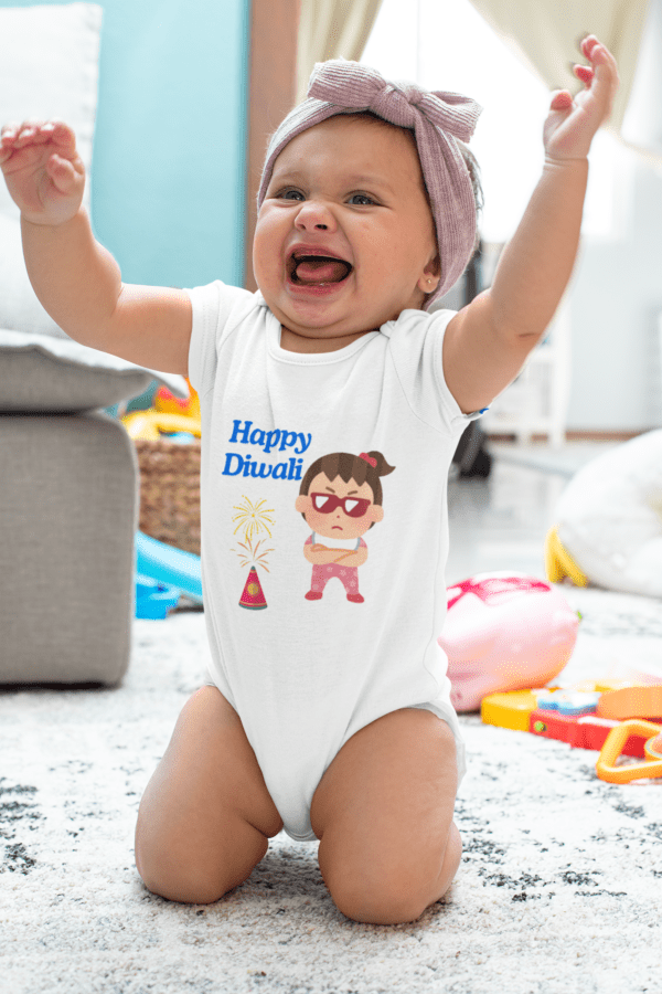 Baby Romper Half Sleeves | Happy Diwali - TOS_20_D04 - Image 5