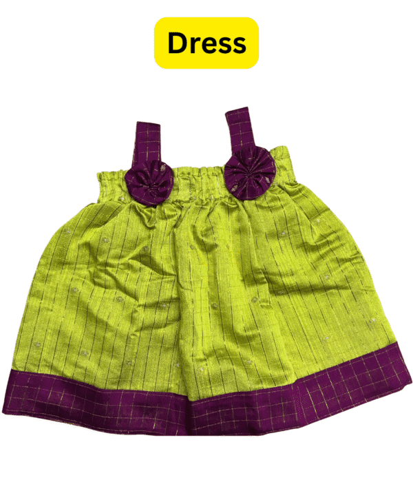 Lime Green Baby Girl Frock Set with Headband & Chappal– Ethnic Style - Image 3