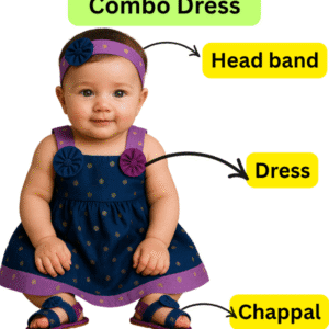 Blue Baby Girl Frock Set with Headband & Chappal– Ethnic Style