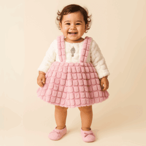 BF01 Pink - Baby Frock with  Matching Shoes