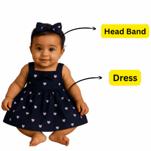 Nivra - Blue Baby Frock Set with Headband & Footcover/Socks